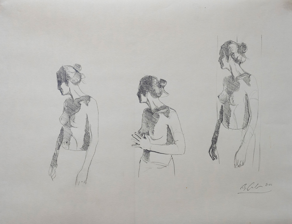 „Der Oberkörper“ Studie 1 — Kohle auf Papier, signiert